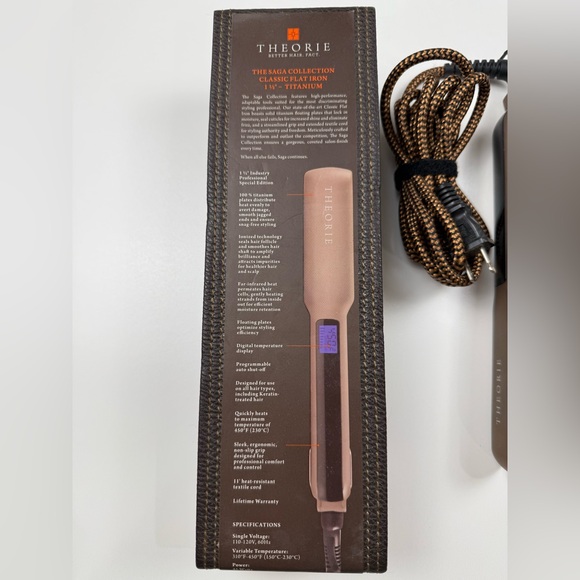 Theorie Saga Classic Flat Ion 1.5" 1 1/2 Titanium TH-S15BRZ Straightener - Picture 3 of 6